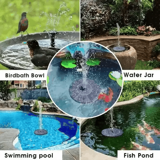 No-Wire Solar Fountain Kit — 6 Spray Styles, Instant Setup